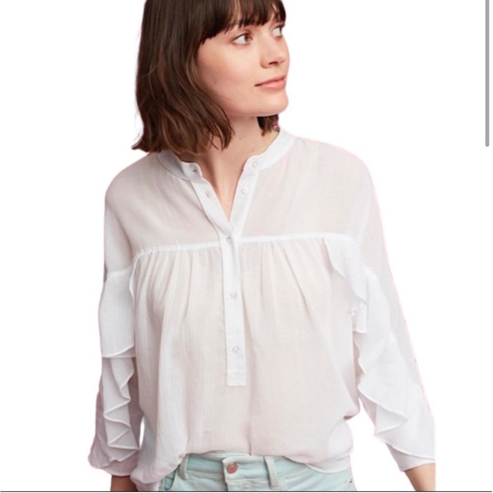 Maeve Anthropologie Mischa White Cotton Blouse XS